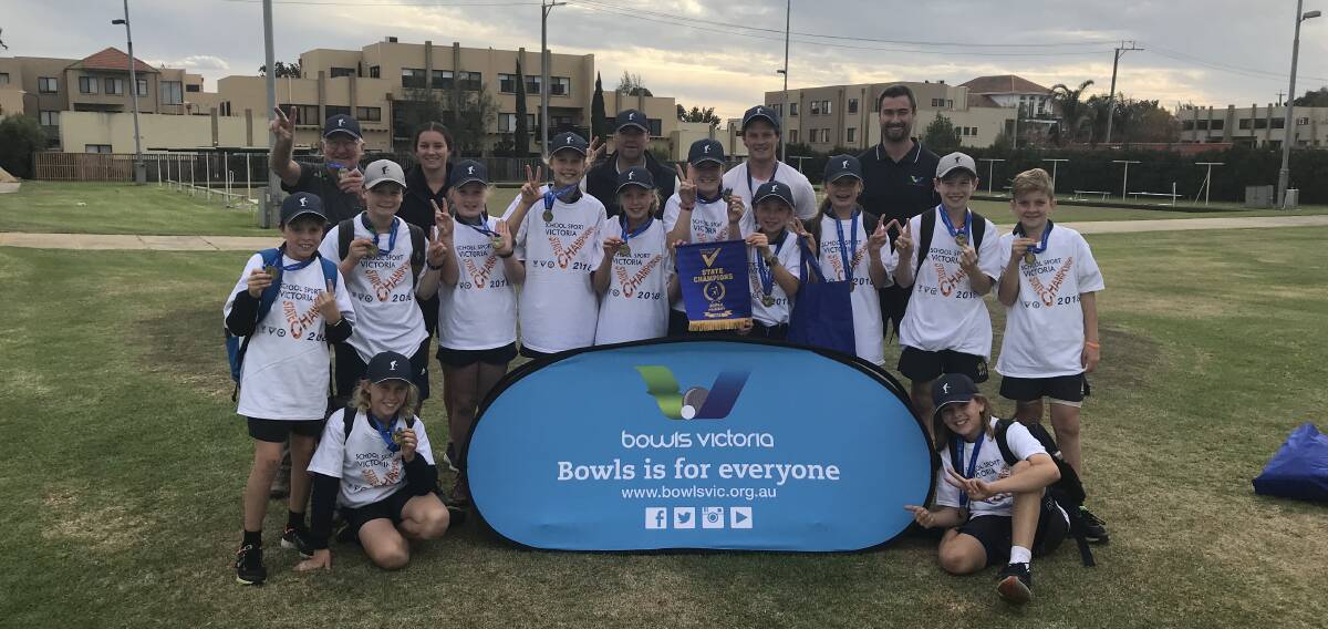 CHAMPS: Our Lady Help of Christians Primary School's lawn bowls team after winning the state title in 2018. Front: Sam Rhodes, Sid Watson. Middle: Callum Leahy, Mason Porter, Paige Brisbane, Emma Hannagan, Isla McNulty, Charlotte Lenehan, Bella Chow, Holly Uebergang, Sam Carter, Harry Martel. Back: Skeeta McMahon, Dean Kilpatrick, Sam James, Sean OKane.