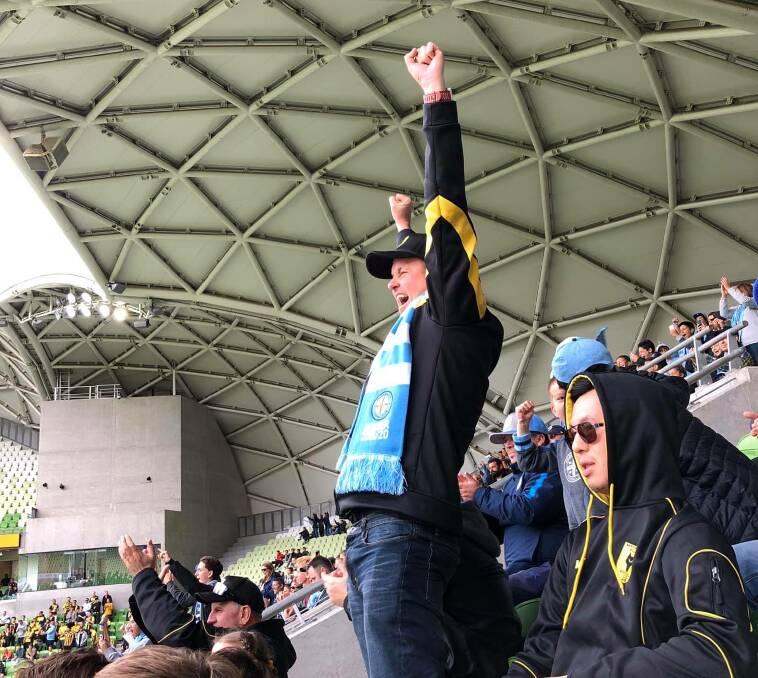 'YES!': Brett Gasper celebrates a Melbourne City goal with passion. 