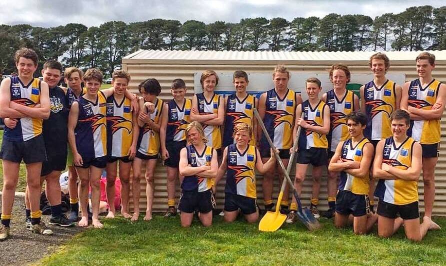 The Hawkesdale Macarthur Football Club under 16s team recently sent through a team photo with painted shovels to show their support for the Every Child group’s campaign.