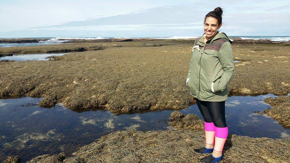 Eye on marine environments: Warrnambool PhD researcher Sarah Murfitt has been looking into using drones to monitor life such as algae and invertebrates in intertidal reefs. Picture: Supplied