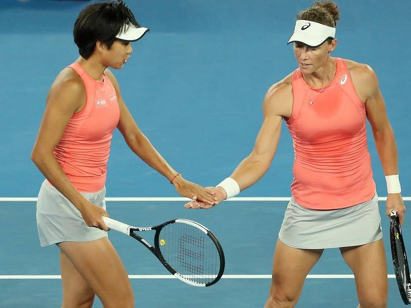 Samantha Stosur (right) and partner Zhang Shuai have reached the Australian Open doubles final.