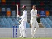 Tagenarine Chanderpaul hit 56 as the West Indies battled to a draw against the Prime Minister's XI. (Lukas Coch/AAP PHOTOS)