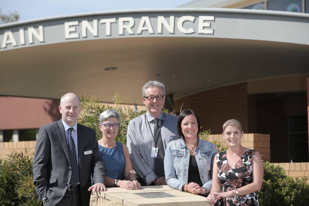 South West TAFE and Lyndoch Living have joined forces to allow TAFE aged care students to complete their entire course at Lyndoch. Celebrating the partnership are (from left) South West TAFE chief executive Peter Heilbuth, South West TAFE director Julie Bertram, Lyndoch Living chief executive Rhys Boyle, TAFE student Rebecca McCann and Lyndoch Living HR manager Sheron Cook. 
