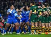 Samoa threw down a worthy challenge to the Kangaroos in the World Cup final. (Tim Goode/AAP PHOTOS)