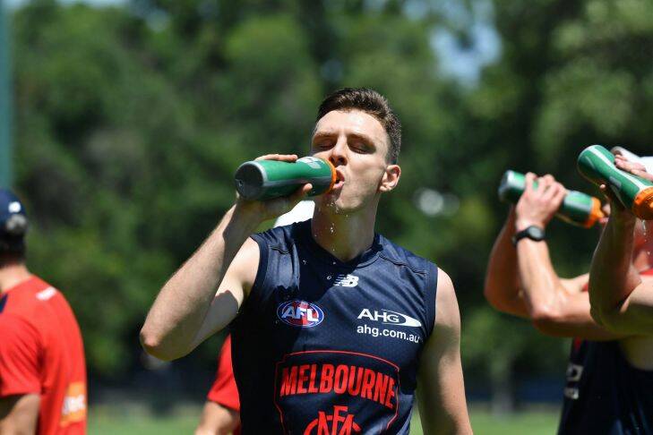 Jake Lever training-Melbourne football club. 20th November 2017. The Age Fairfaxmedia News Picture by JOE ARMAO