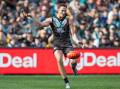 Port Adelaide forward Jeremy Finlayson kicked five goals in the Power's big AFL win over Hawthorn. (Matt Turner/AAP PHOTOS)
