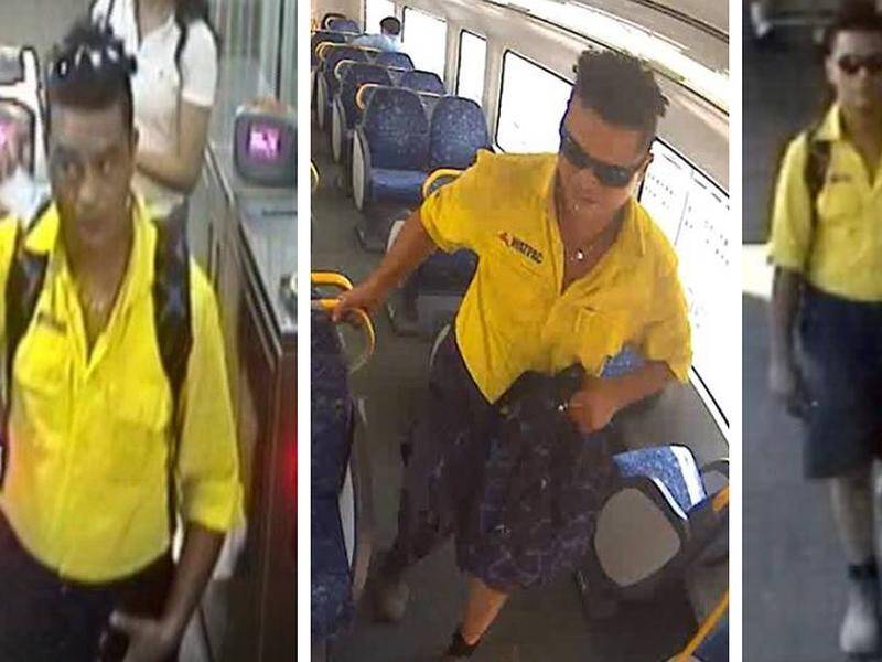 Police have released images of a man who allegedly exposed himself to a woman on a Sydney train.