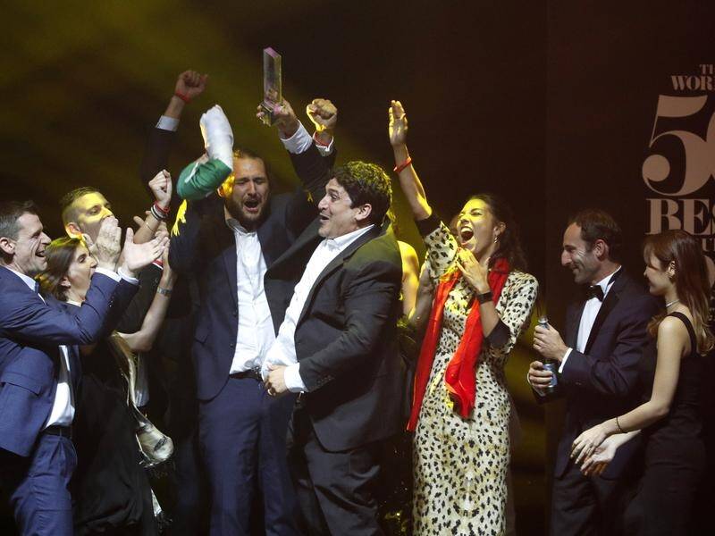 The team from Mirazur in France celebrates after being named World's Best Restaurant.