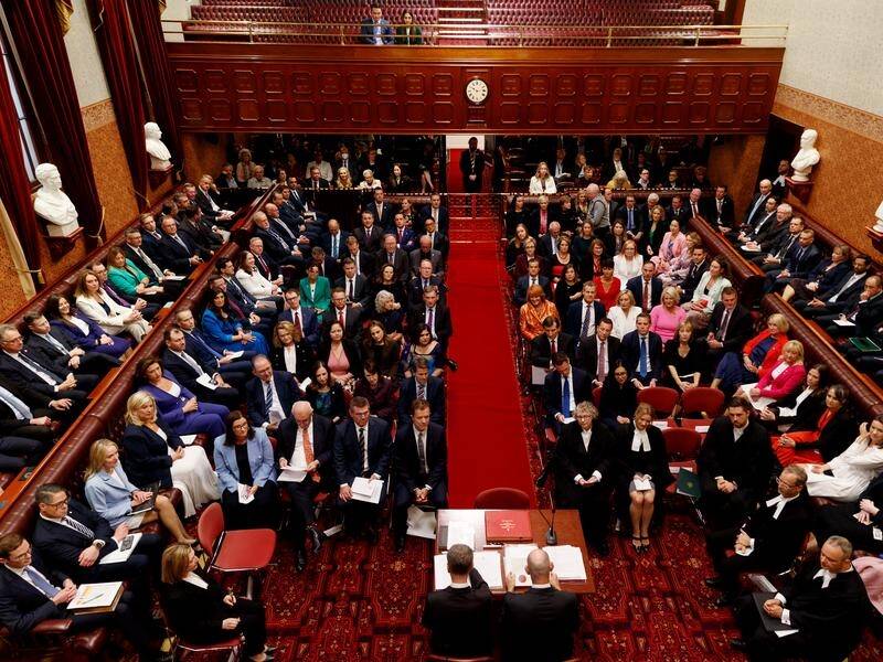 Members are sworn in to the Legislative Council at NSW Parliament in Sydney on Tuesday. (Nikki Short/AAP PHOTOS)