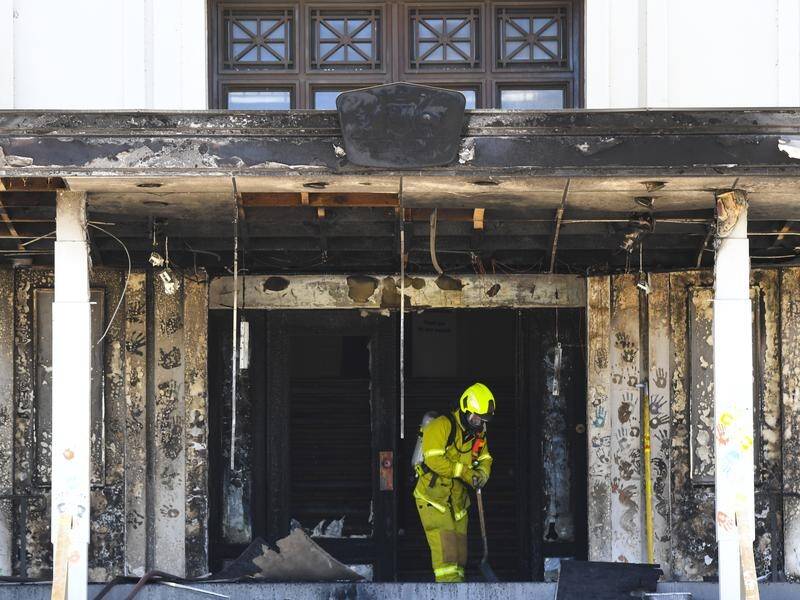 A fire on the steps of Old Parliament House has caused extensive damage.