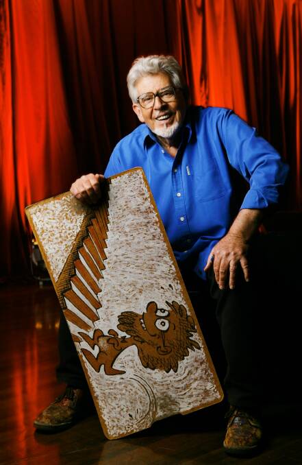 Rolf Harris photographed with his wobble board for the 2008 Aria Hall of Fame. This honour was later revoked. Picture by Rodger Cummins/Age News