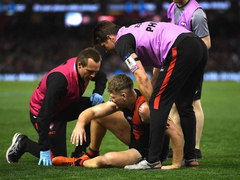 Jake Stringer will need scans after picking up an injury in the Bombers' AFL win over Hawthorn.
