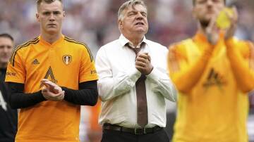 The tenure of Sam Allardyce (C) at Leeds has ended after he failed to save the club from relegation. (AP PHOTO)