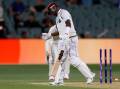 Devon Thomas after being bowled by Cameron Green on another hard day for the West Indies. (Matt Turner/AAP PHOTOS)