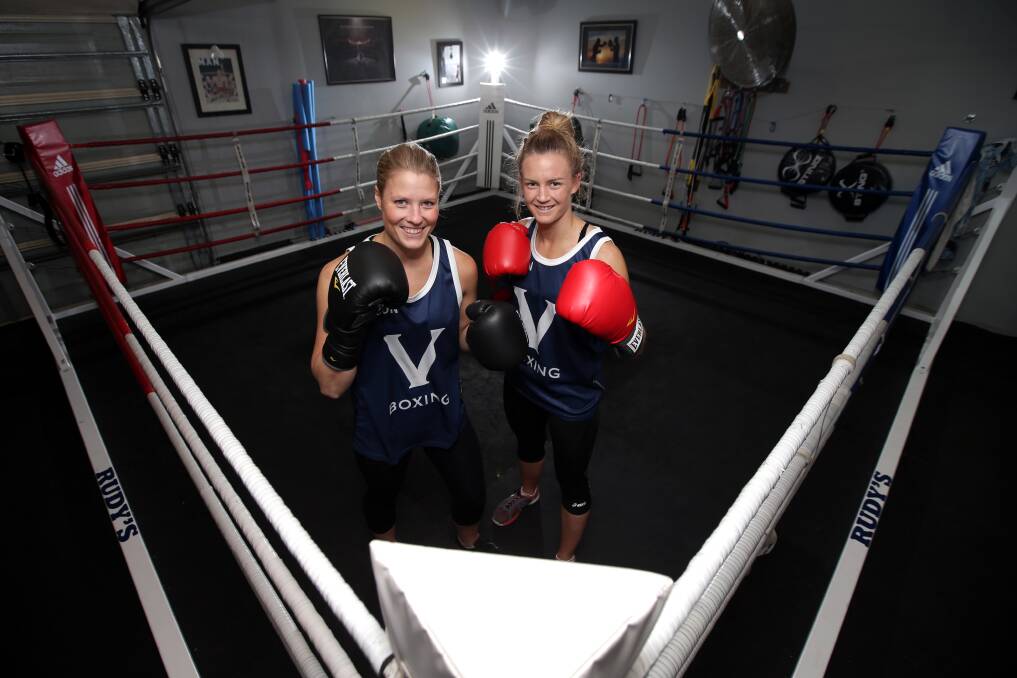 Warrnambool boxers Bianca Slater and Luci Hand, at Rudy s Boxing gym, will compete at the Australian boxing championships. 140402DW31 Picture: DAMIAN WHITE