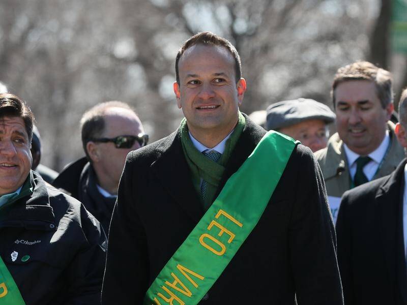 Irish Prime Minister Leo Varadkar marching in the St Patrick's Day Parade in Chicago