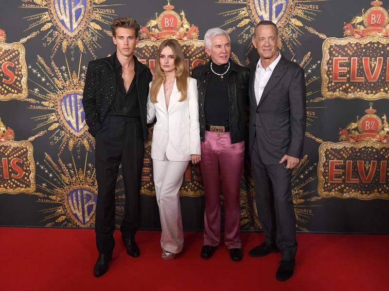 Austin Butler, Olivia DeJonge, Baz Luhrmann and Tom Hanks were at the Australian launch of Elvis.