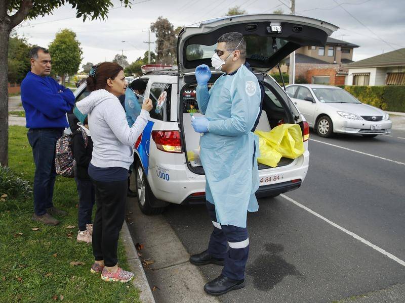 Mobile paramedics are testing residents in 10 Melbourne suburbs identified as virus hotspots.