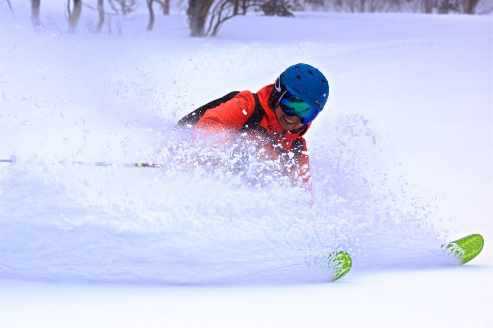 FAREWELL: Skier Laif Moegel embracing a great season for snow at Falls Creek. Picture: CHRIS HOCKING 