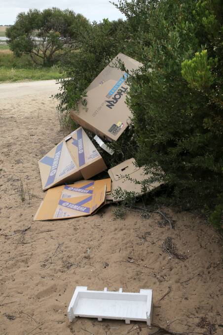 People have been dumping rubbish along the Warrnambool to Port Fairy rail trail. Picture: ROB GUNSTONE