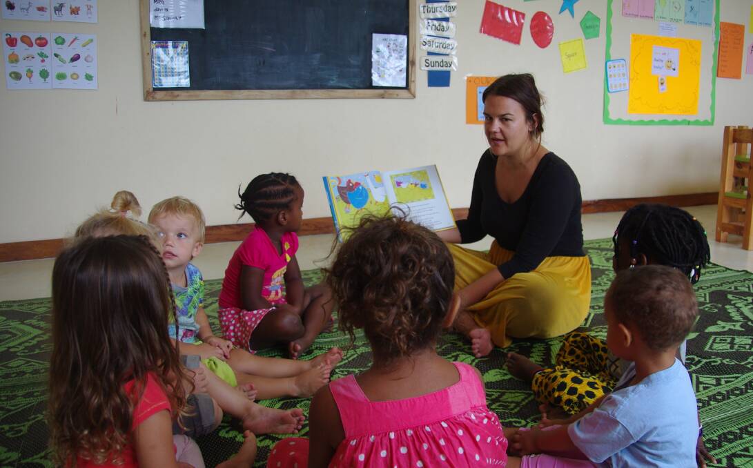 Belinda Johnson at her school in Zanzibar.