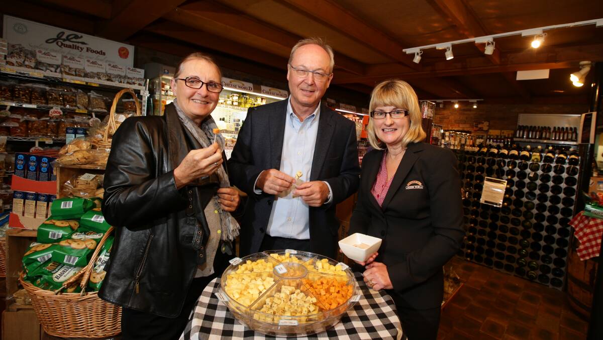 Danish ambassador Børge Petersen samples some of Cheeseworld’s finest products with wife Jytte (left) and Cheeseworld marketing manager Kim Kavanagh.