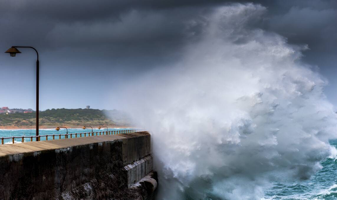 Amateur photographer Perry Cho captured this spectacular image of overtopping at the Warrnambool breakwater on Saturday.