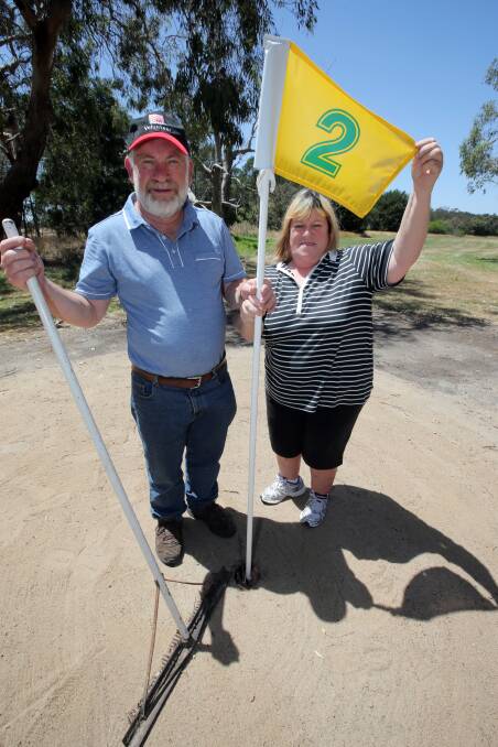 Hawkesdale development action committee secretary Frank Huglin and racecourse reserve committee vice-president Anne-Maree Huglin on the revived course. 