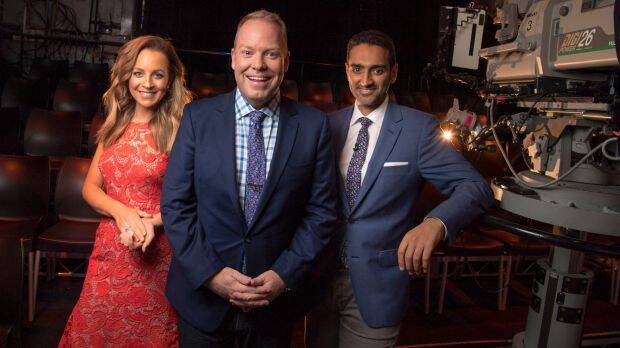Carrie Bickmore, Peter Helliar and Waleed Aly host The Project on weeknights. Photo: Eddie Jim

