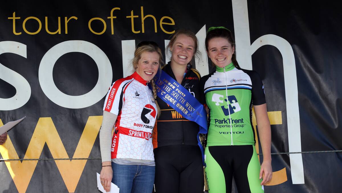Overall C grade placegetters (From left) second Anna MacKay, first Sophie Western and third Eloise Vaughan. Picture: DAMIAN WHITE