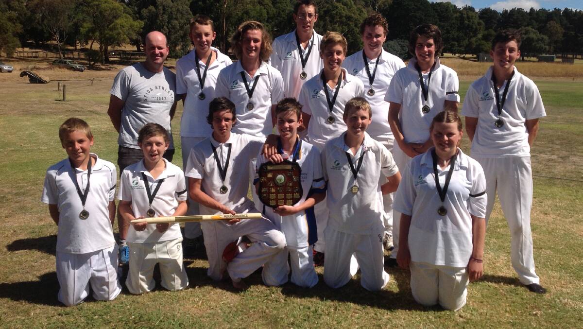 Cobden celebrates its South West Cricket colts grand final after defeating Terang yesterday.