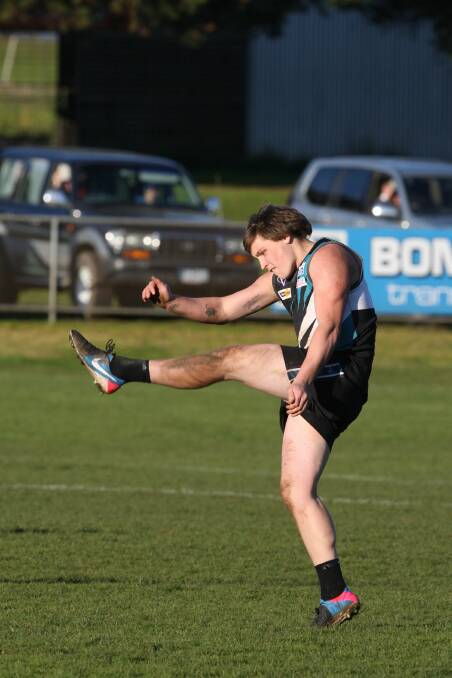 Damaging forward Mark Clissold shoots for goal with Kolora-Noorat in 2013. Clissold is returning to the Power.130629AS10  Picture: AARON SAWALL