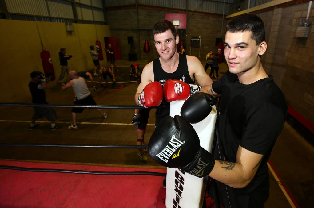 Koroit-trained boxers Jason O’Grady (left) and Andrea Iurissevich returned victorious from bouts in Melbourne on the weekend. Picture: DAMIAN WHITE