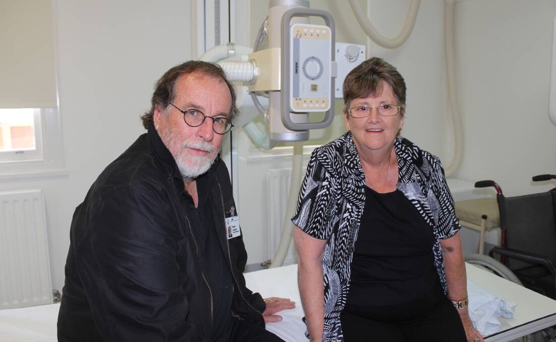 Moyne Health Services board chairman Ralph Leutton and Yambuk Hospital Auxiliary president Marion Wright with the new X-ray machine.