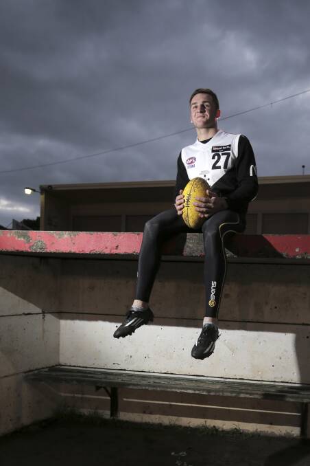 Warrnambool and North Ballarat Rebels midfielder Thomas Ludeman, 18, is enjoying the view from above as he prepares for TAC Cup finals. 140701RG04 Picture: ROB GUNSTONE
