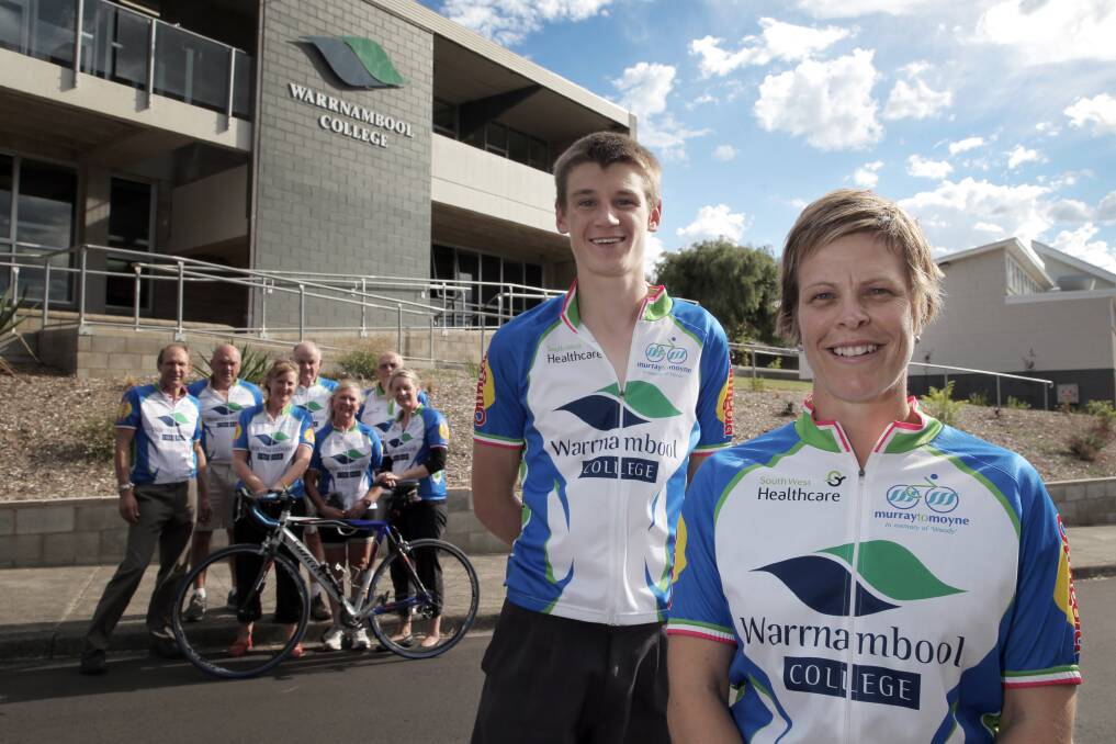 Student Sam Rauert, 17, and staff member Jodie Carey, making her second Murray to Moyne ride, are part of the Warrnambool College team about to embark for the 25th time on the 24-hour, 520-kilometre charity ride this weekend. 