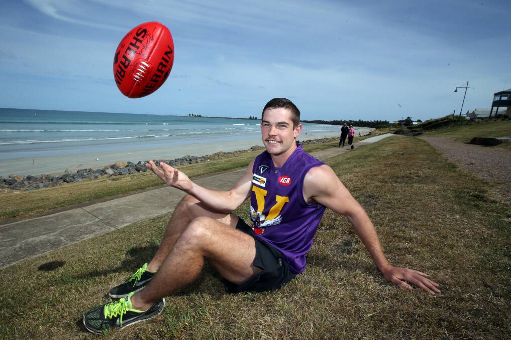 Port Fairy recruit Daniel Nicholson gets accustomed to his picturesque surroundings. 141106DW44 Picture: DAMIAN WHITE