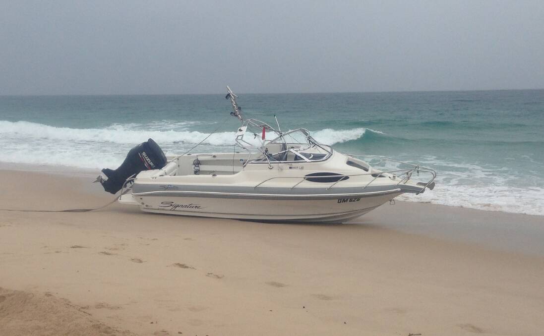 A fishing boat that got into trouble off the Portland coast has washed up on a beach at King Island. 
Picture: KING ISLAND COURIER