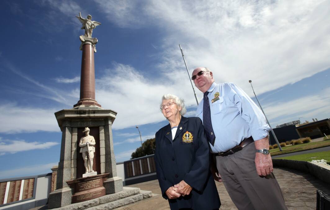 Warrnambool RSL sub-branch members Margaret Morton and president John Miles would like to see servicemen and women from more recent military operations join older veterans for Anzac Day. 