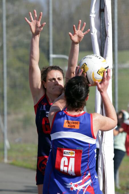 Timboon Demons goal keeper Prue Hunter will be one of the keys to keeping the pressure on Allansford’s shooters tomorrow.130810DW16