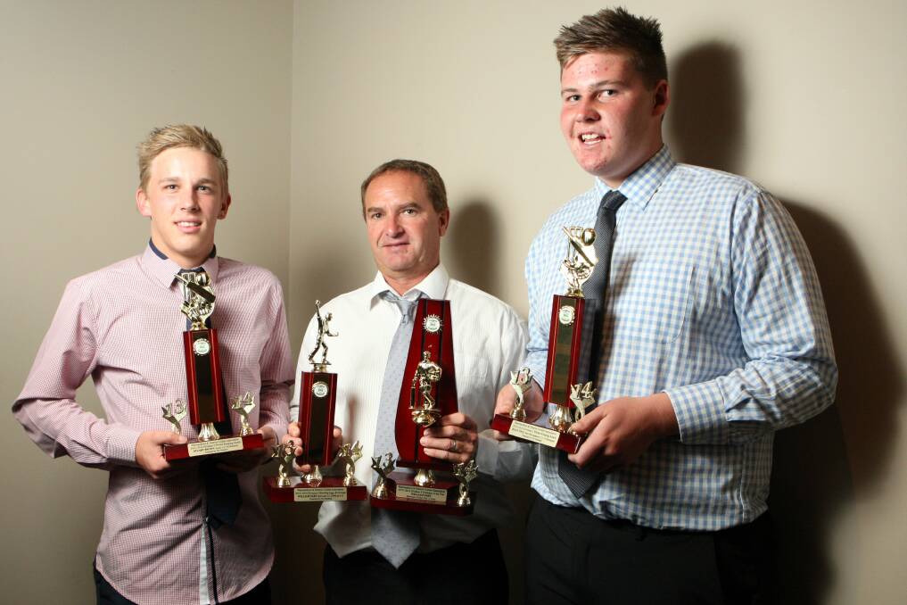 Wicketkeeping joint winner Stuart Brown, of Nestles (left), division two cricketer of the year winner Bill Fary, of Merrivale, and wicketkeeping joint winner Ryan Youl, of West Warrnambool. 