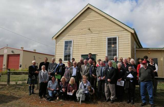 Condah residents and descendants gather outside the hall after April’s “community conversation” to discuss the First World War commemorations.