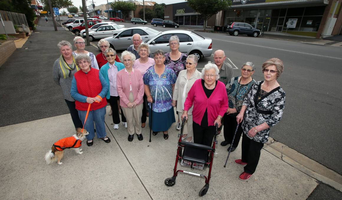 Residents from Warrnambool’s Heatherlie Homes gather in support of a pedestrian crossing adjacent to the facility on Koroit Street. 