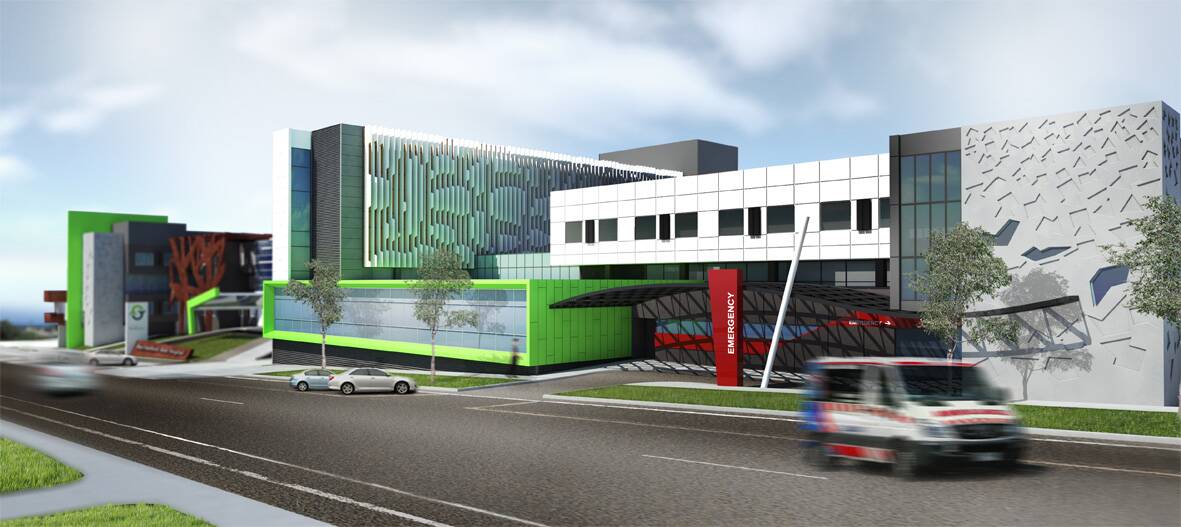 An artist’s impression of the Warrnambool Base Hospital after the final stage of redevelopment is completed.