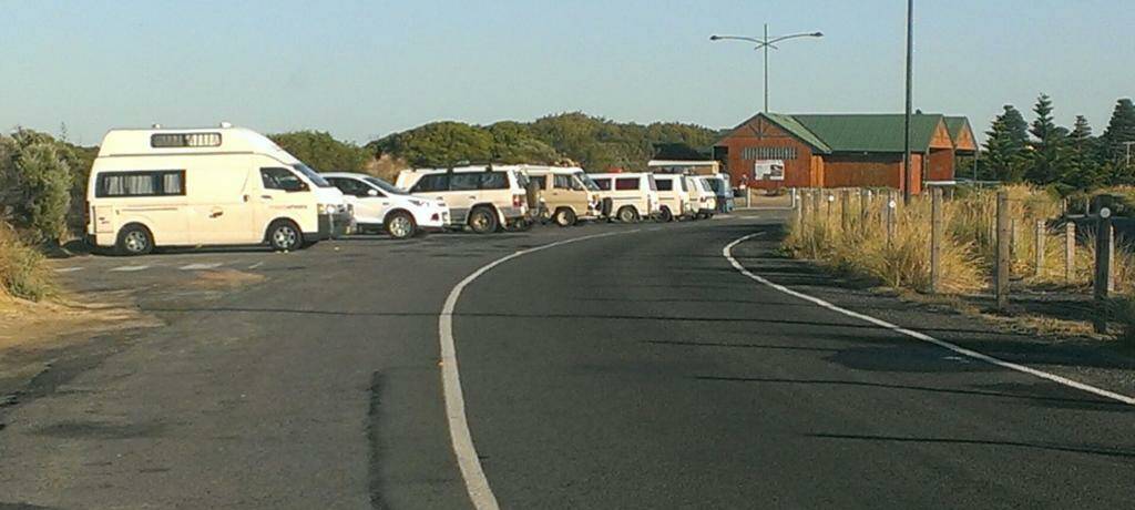 Campervans parked among other vehicles along Warrnambool’s Viaduct Road. (Picture supplied)