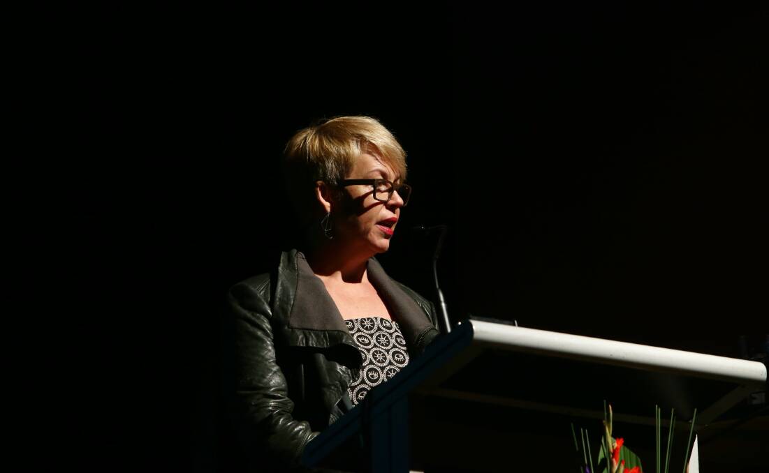 Associate Professor Felice Jacka from Deakin University addresses the 
Rotary conference at the Lighthouse Theatre.