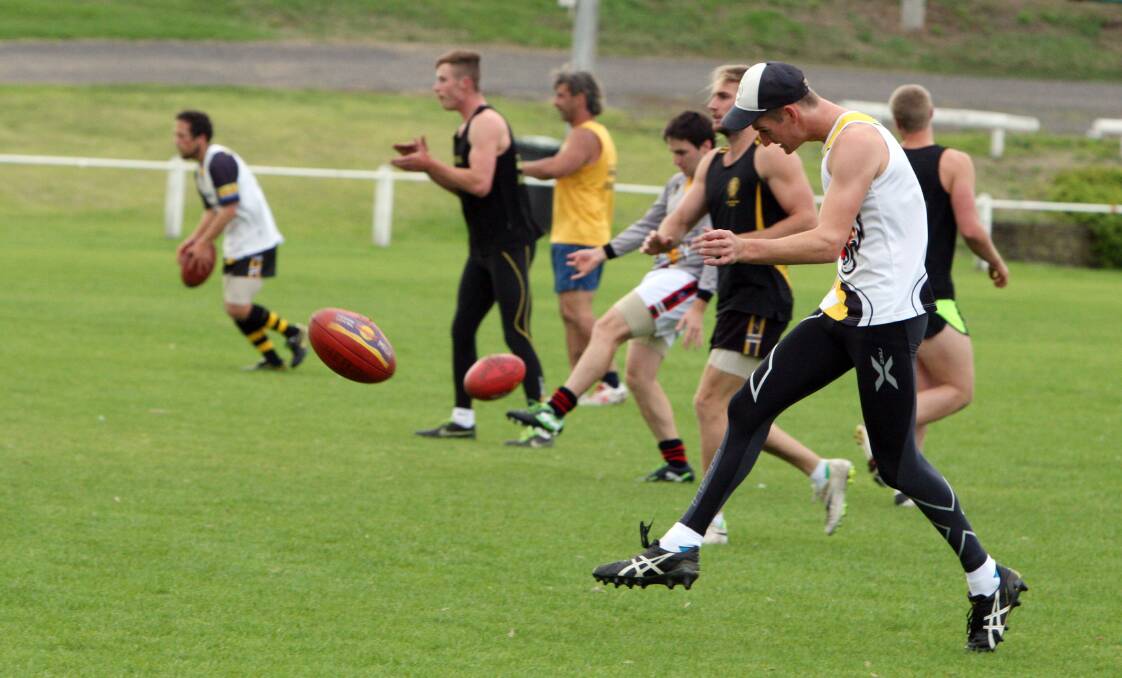 Fine tuning: Merrivale defender Jack Gleeson (foreground) trains with the Tigers this week.