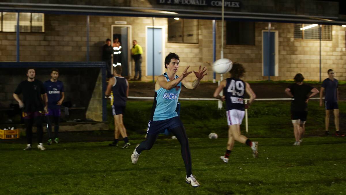 Backman Josh Irving gets in some ball work at training for Nirranda this week.  140624DW66 Picture: DAMIAN WHITE