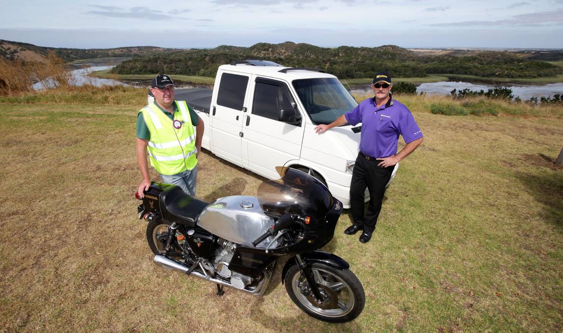Bruce Brown (left) and David Mathison are showing a 1972 Honda CB750 and VW transporter. 