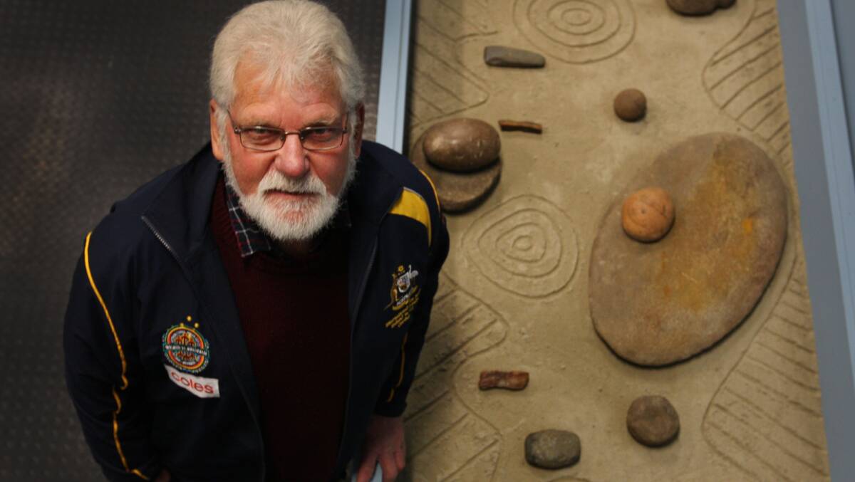 Rob Lowe senior with some of the items on display at the Warrnambool Art Gallery. 140724LP10 Picture: LEANNE PICKETT
